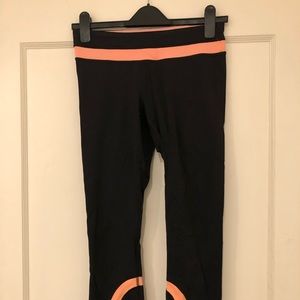 Lululemon Running Crops - Black and Orange